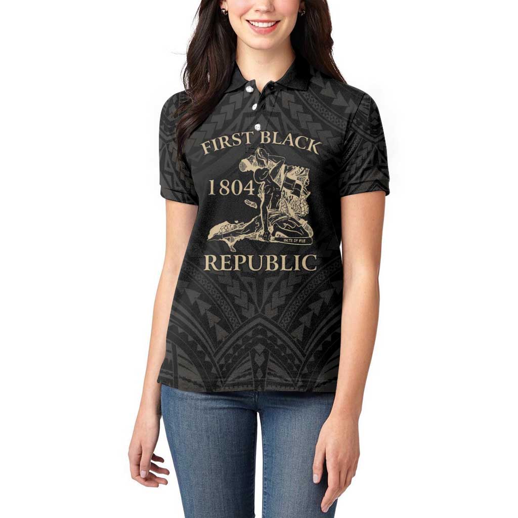 Personalized Haiti First Black Republic Women Polo Shirt Negre Marron With Map And Flag