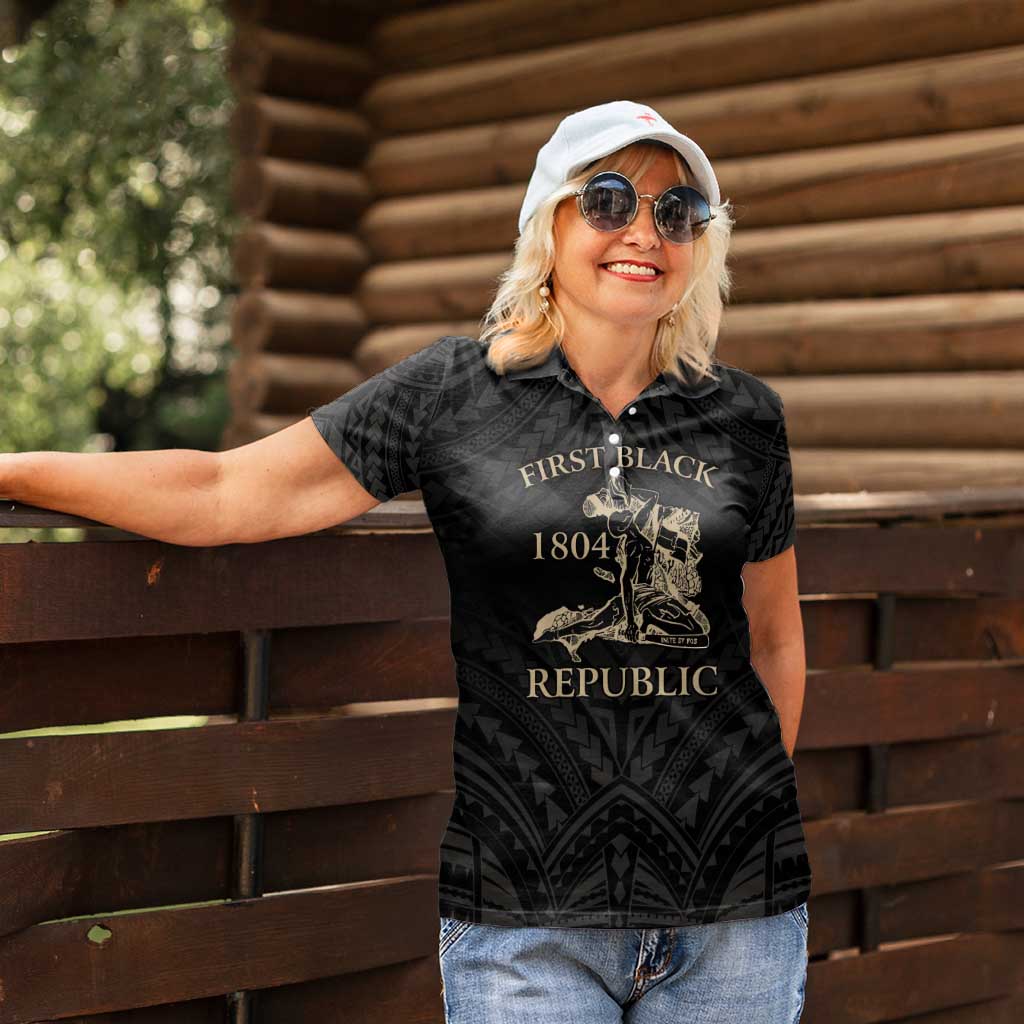 Personalized Haiti First Black Republic Women Polo Shirt Negre Marron With Map And Flag