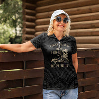 Personalized Haiti First Black Republic Women Polo Shirt Negre Marron With Map And Flag