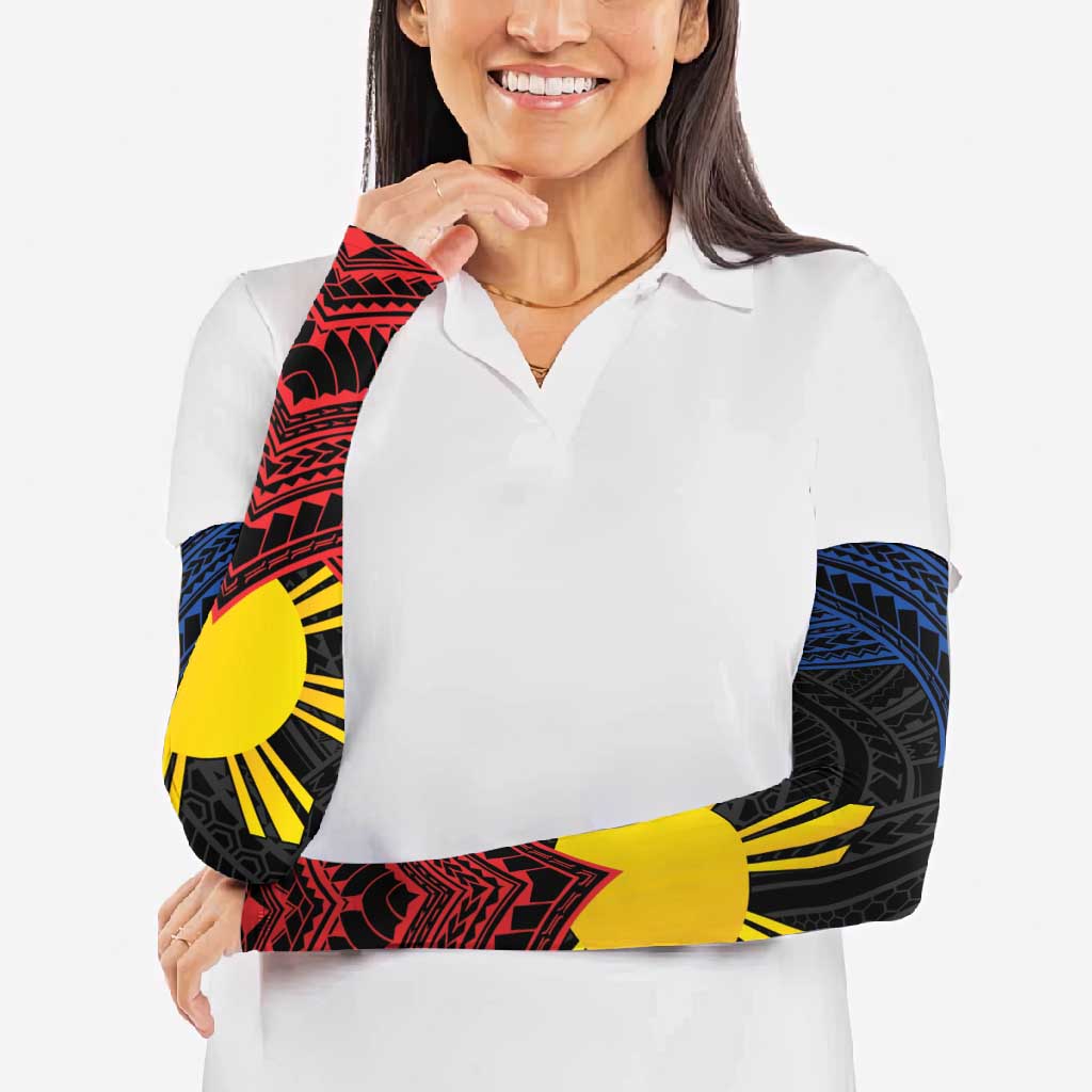 Personalized Philippines Arm Sleeves Polynesian Tribal Tattoo with Filipino Flag Motif - Polynesian Pride