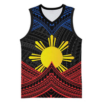 Personalized Philippines Basketball Jersey Polynesian Tribal Tattoo with Filipino Flag Motif - Polynesian Pride