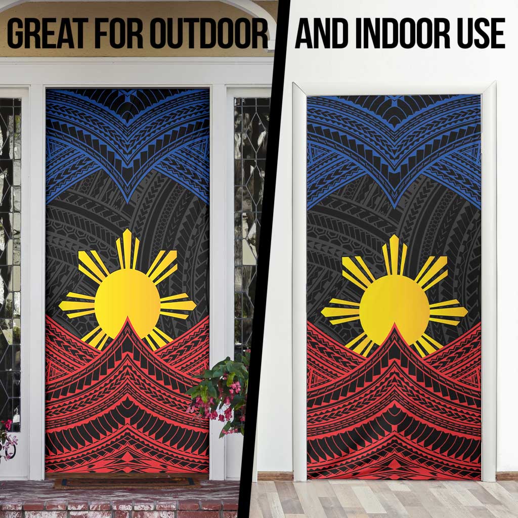 Personalized Philippines Door Cover Polynesian Tribal Tattoo with Filipino Flag Motif - Polynesian Pride
