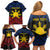 Personalized Philippines Family Matching Off Shoulder Short Dress and Hawaiian Shirt Polynesian Tribal Tattoo with Filipino Flag Motif