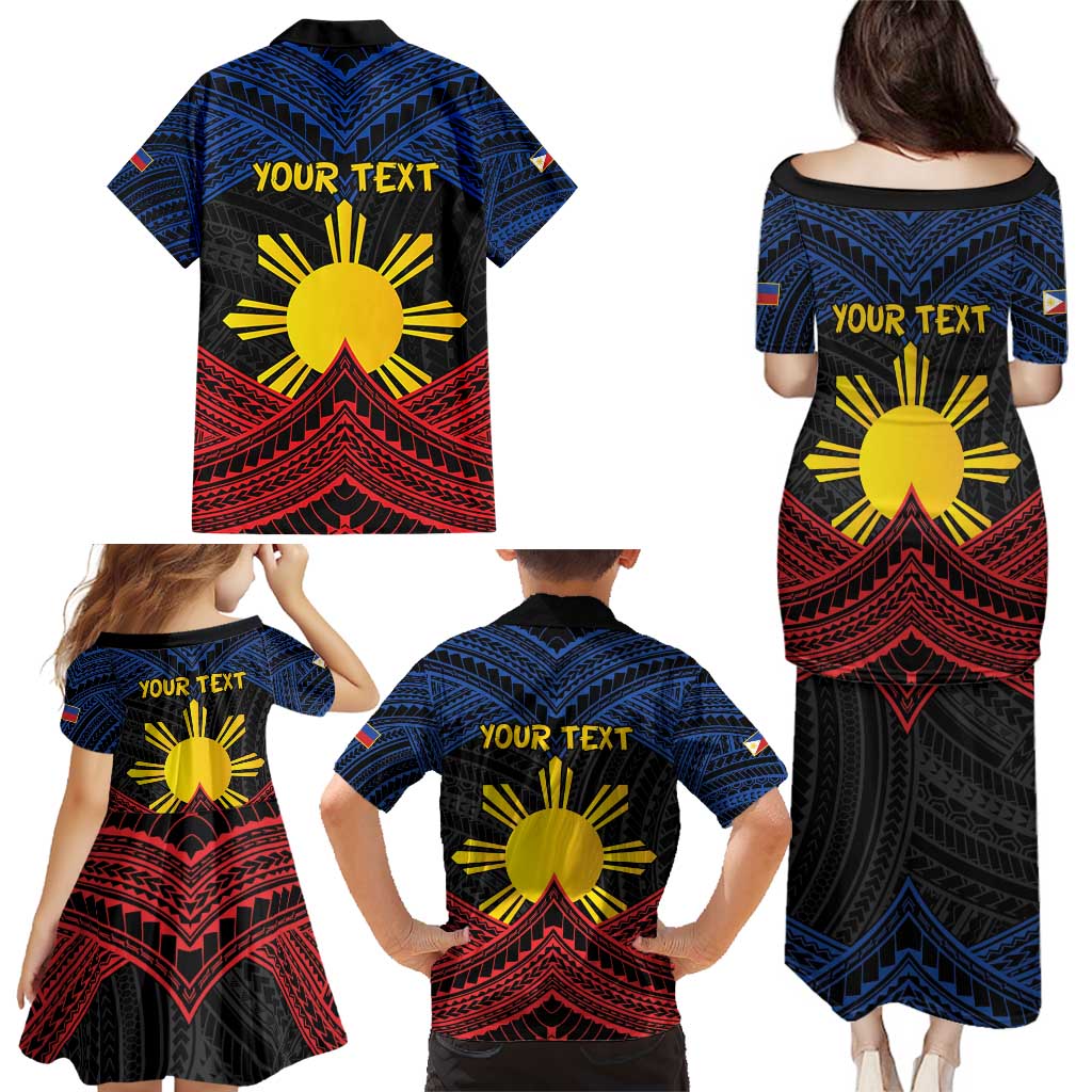 Personalized Philippines Family Matching Puletasi and Hawaiian Shirt Polynesian Tribal Tattoo with Filipino Flag Motif