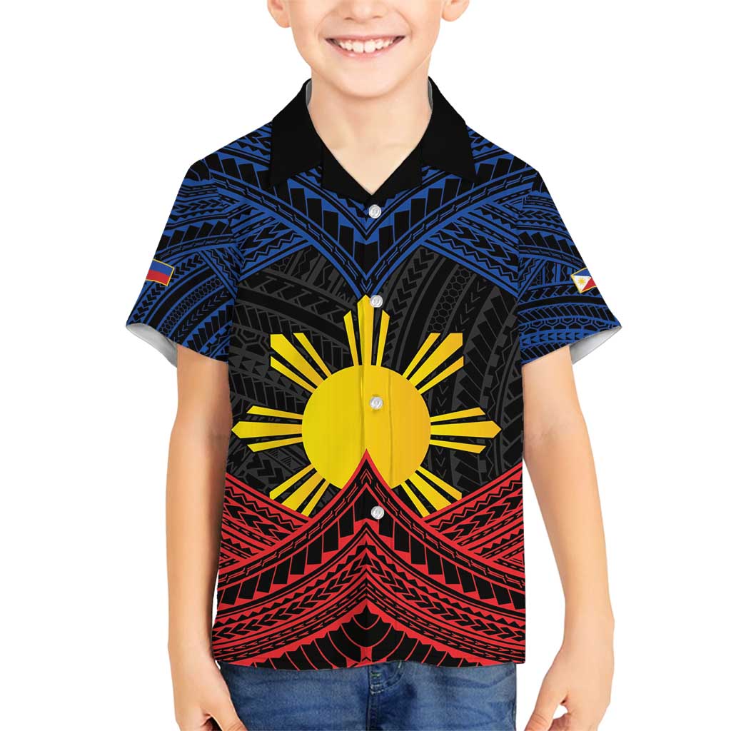 Personalized Philippines Family Matching Puletasi and Hawaiian Shirt Polynesian Tribal Tattoo with Filipino Flag Motif