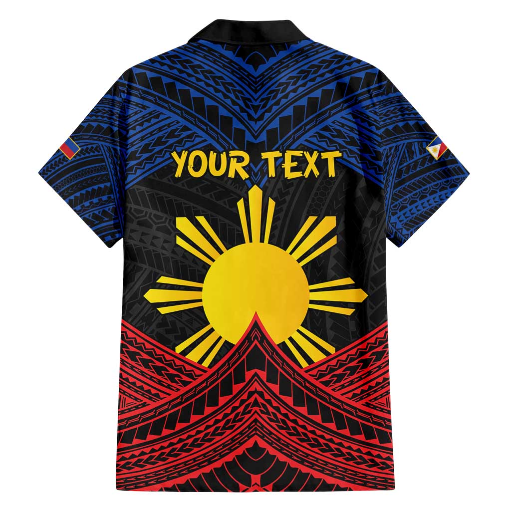 Personalized Philippines Family Matching Short Sleeve Bodycon Dress and Hawaiian Shirt Polynesian Tribal Tattoo with Filipino Flag Motif