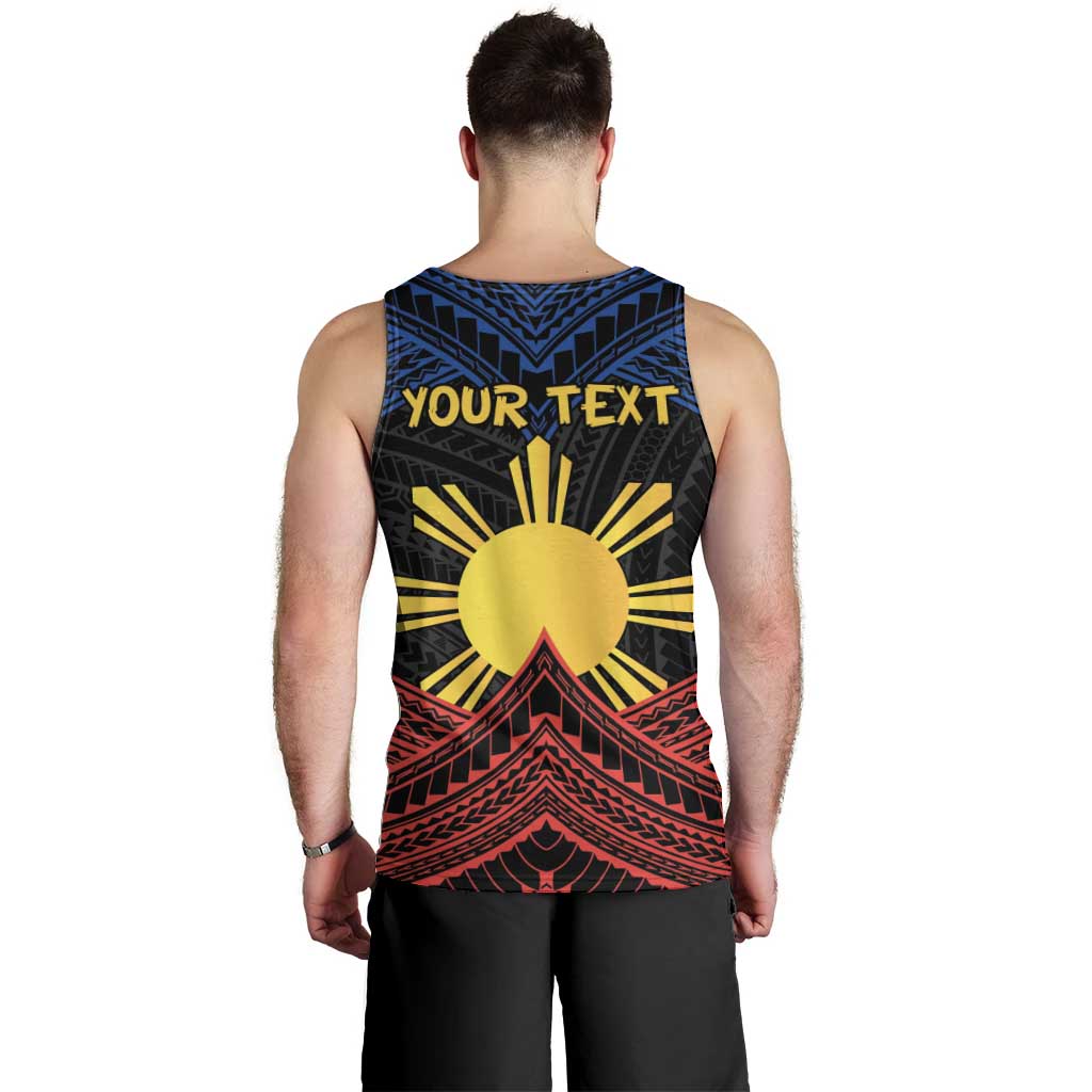 Personalized Philippines Men Tank Top Polynesian Tribal Tattoo with Filipino Flag Motif