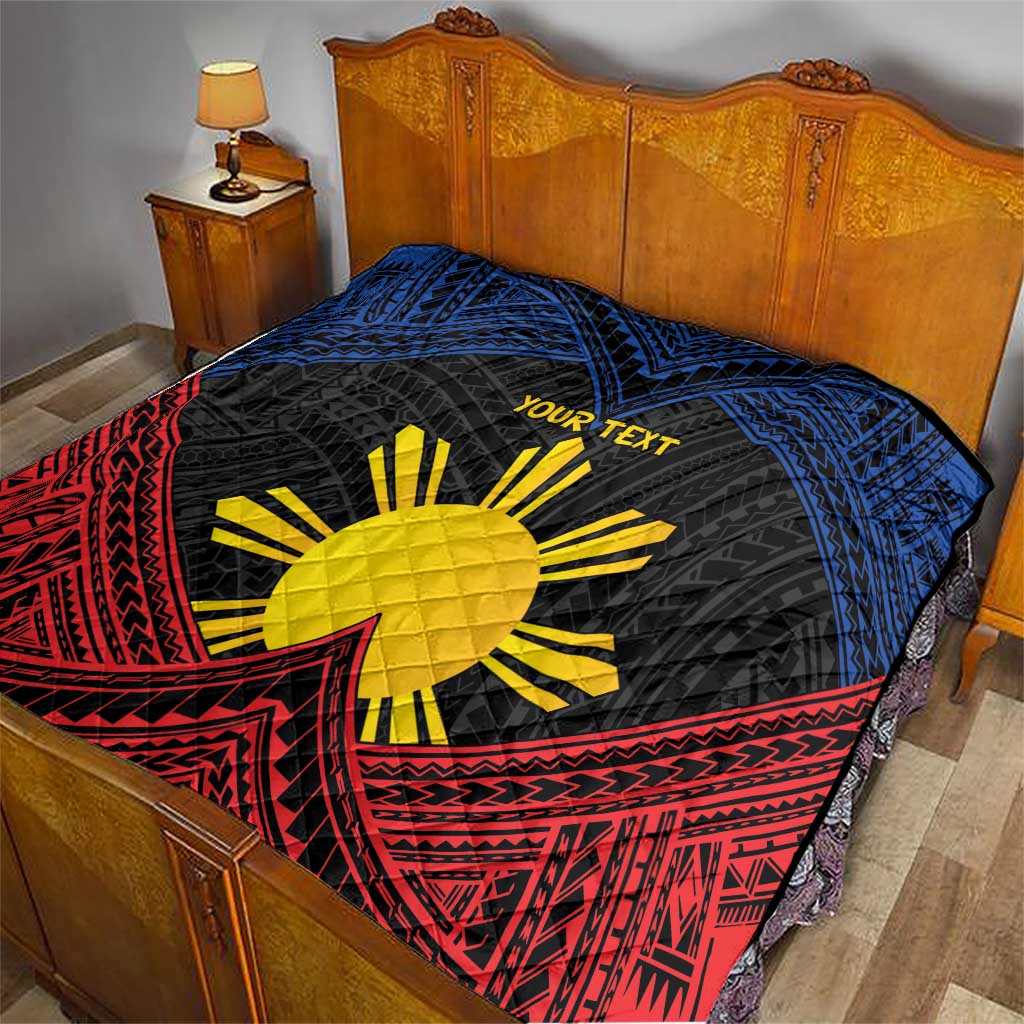 Personalized Philippines Quilt Polynesian Tribal Tattoo with Filipino Flag Motif