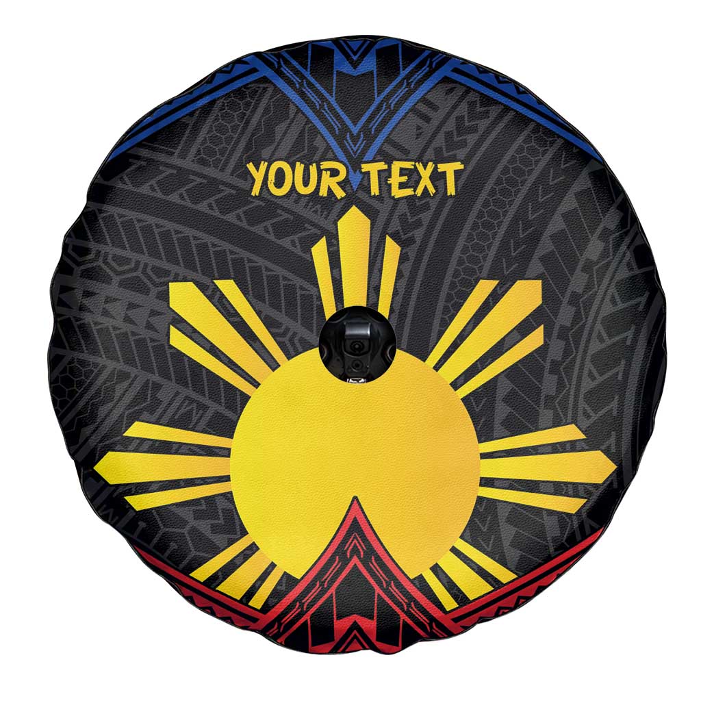 Personalized Philippines Spare Tire Cover Polynesian Tribal Tattoo with Filipino Flag Motif