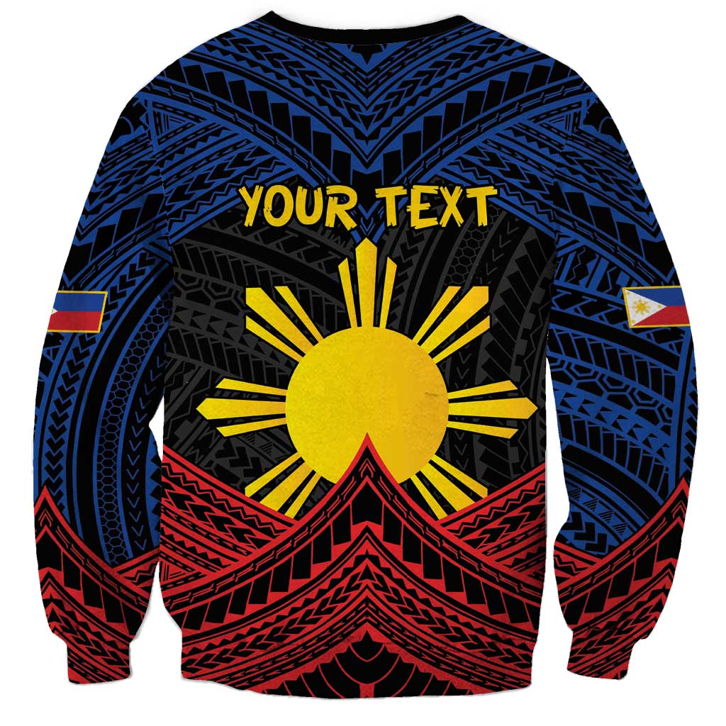 Personalized Philippines Sweatshirt Polynesian Tribal Tattoo with Filipino Flag Motif