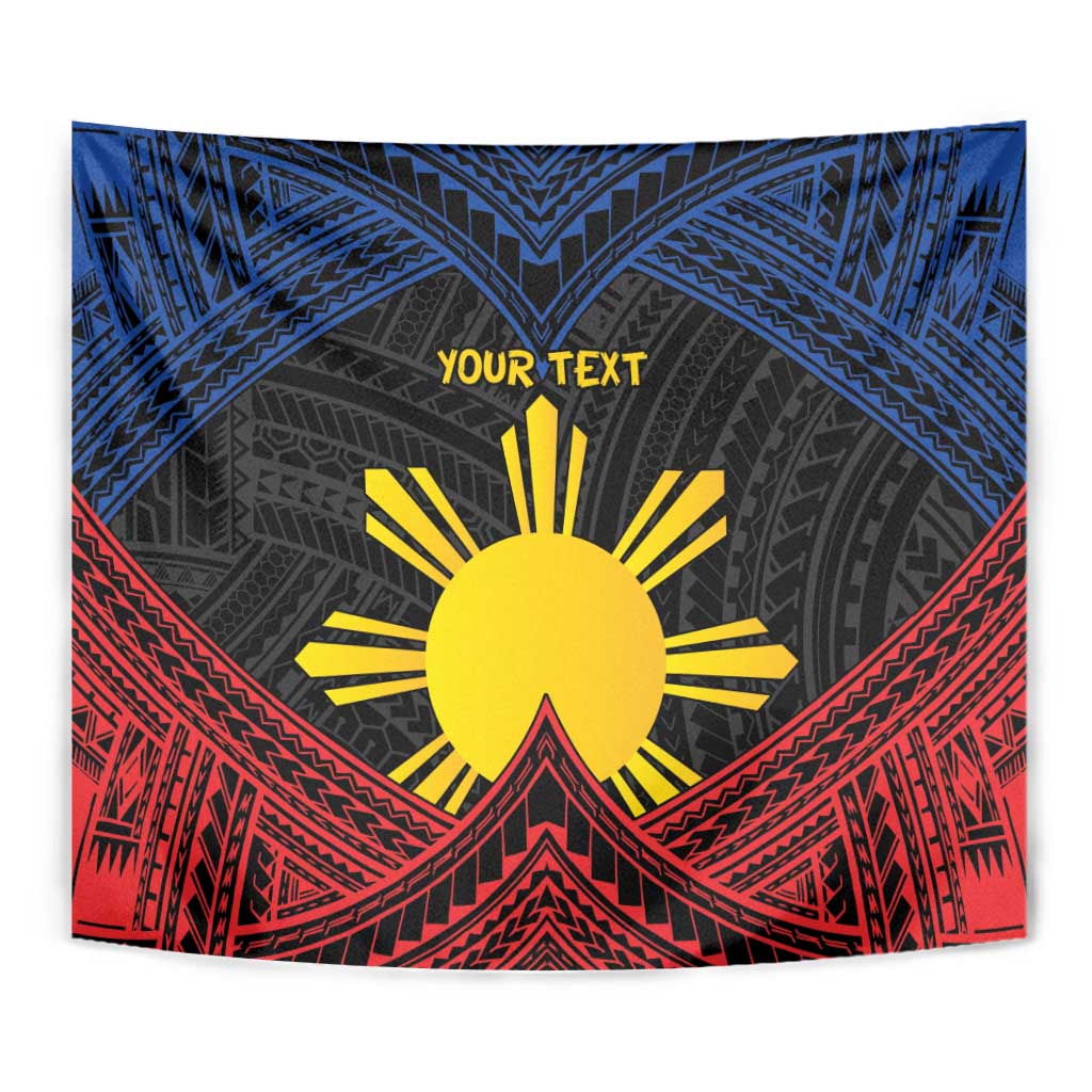 Personalized Philippines Tapestry Polynesian Tribal Tattoo with Filipino Flag Motif