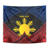 Personalized Philippines Tapestry Polynesian Tribal Tattoo with Filipino Flag Motif