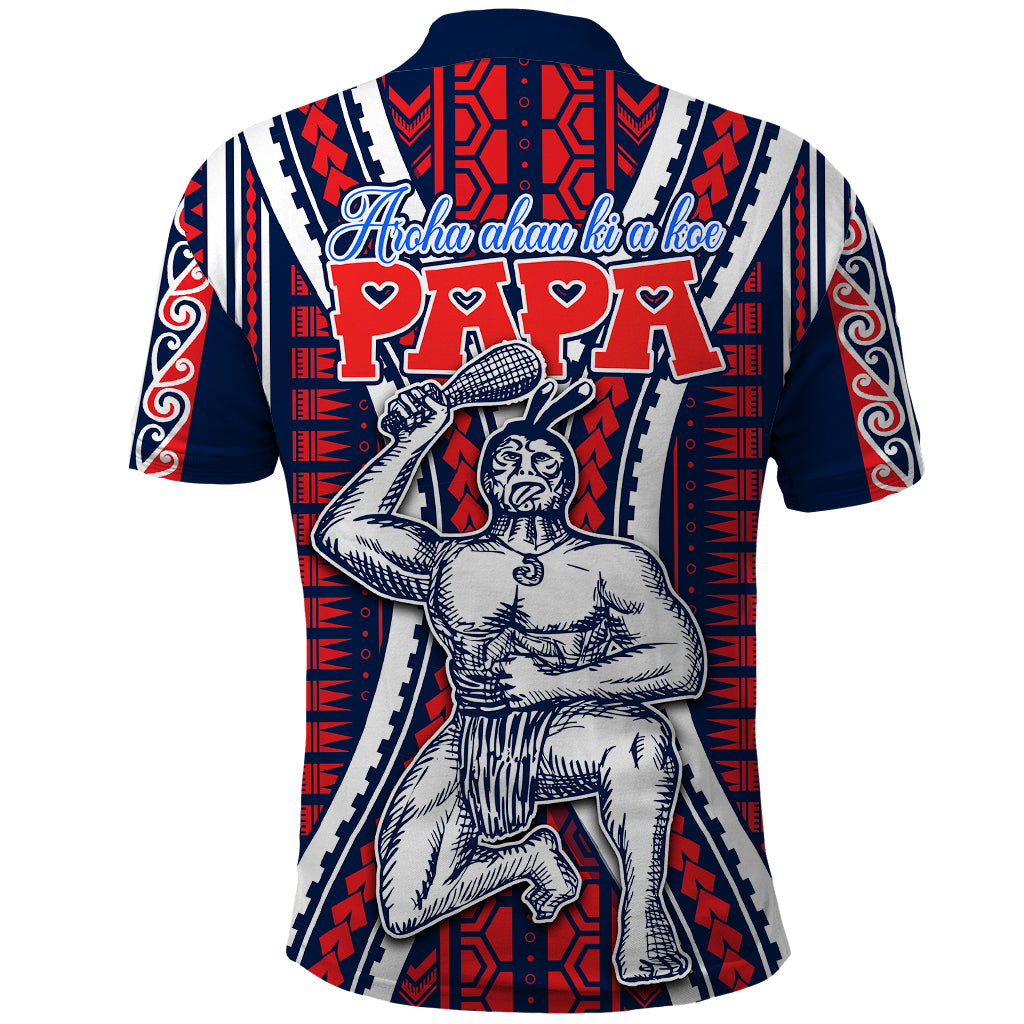 Aotearoa Fathers Day Gift For Dad Polo Shirt Aroha Ahau Ki A Koe Papa Maori Style Pattern LT9 - Polynesian Pride