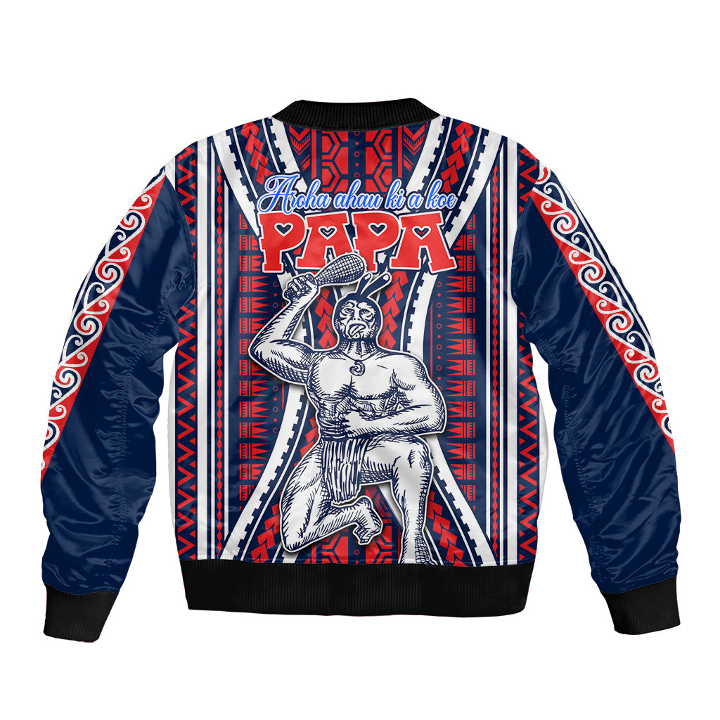 Personalised Aotearoa Father's Day Gift For Dad Bomber Jacket Aroha Ahau Ki A Koe Papa - Maori Style Pattern LT9 - Polynesian Pride