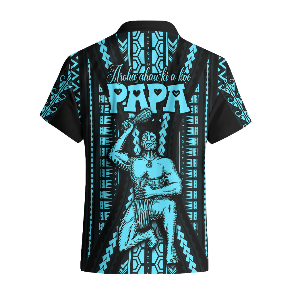 Aotearoa Father's Day Gift For Dad Hawaiian Shirt Aroha Ahau Ki A Koe Papa - Aqua Maori Style Pattern LT9 - Polynesian Pride