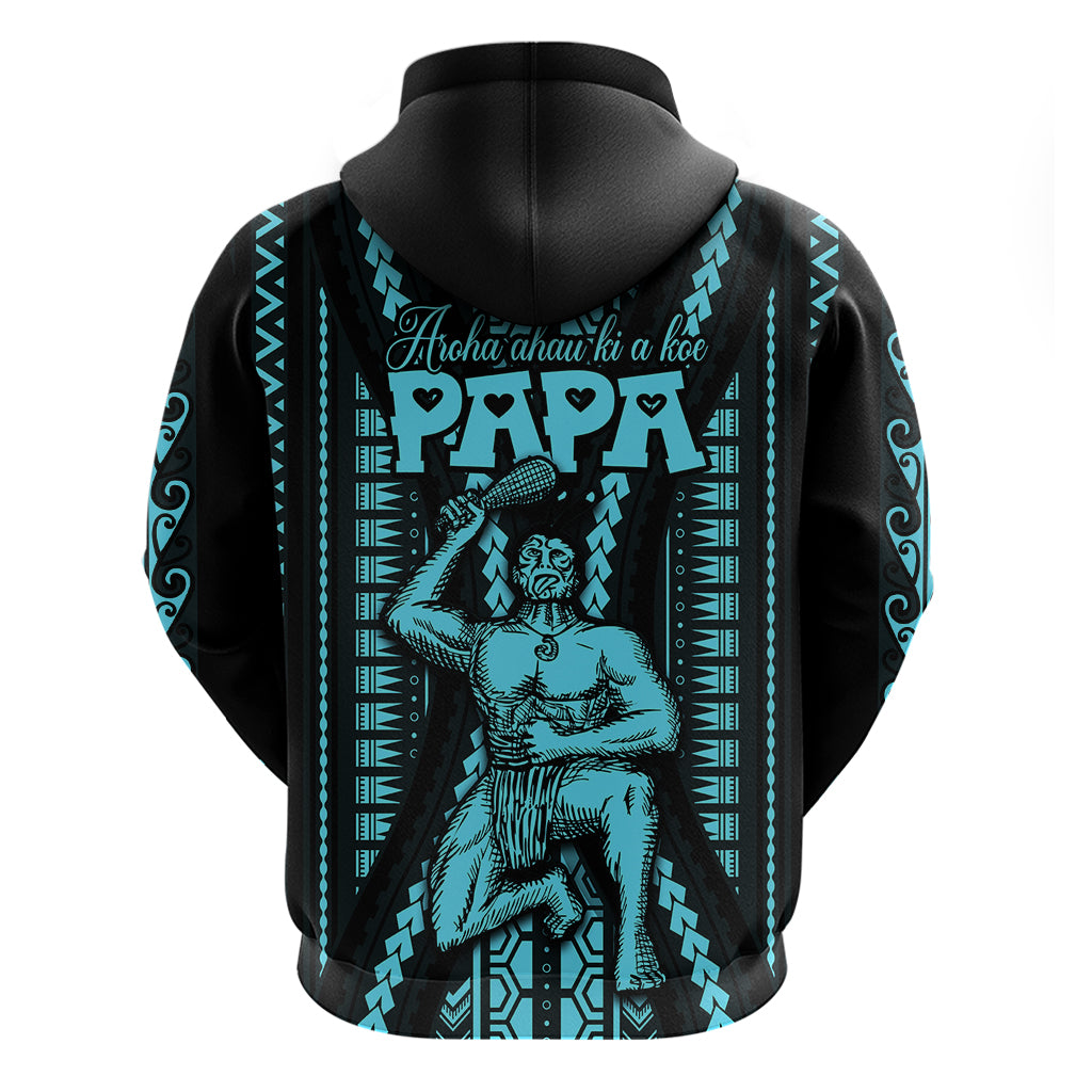 Aotearoa Fathers Day Gift For Dad Hoodie Aroha Ahau Ki A Koe Papa Aqua Maori Style Pattern LT9 - Polynesian Pride
