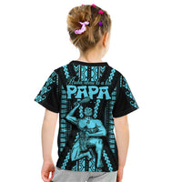 Aotearoa Father's Day Gift For Dad Kid T Shirt Aroha Ahau Ki A Koe Papa - Aqua Maori Style Pattern LT9 - Polynesian Pride