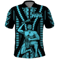 Aotearoa Fathers Day Gift For Dad Polo Shirt Aroha Ahau Ki A Koe Papa Aqua Maori Style Pattern LT9 Aqua - Polynesian Pride