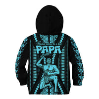 Personalised Aotearoa Father's Day Gift For Dad Kid Hoodie Aroha Ahau Ki A Koe Papa - Aqua Maori Style Pattern LT9 - Polynesian Pride