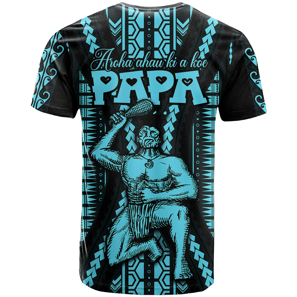 Custom Aotearoa Fathers Day Gift For Dad T Shirt Aroha Ahau Ki A Koe Papa Aqua Maori Style Pattern LT9 - Polynesian Pride