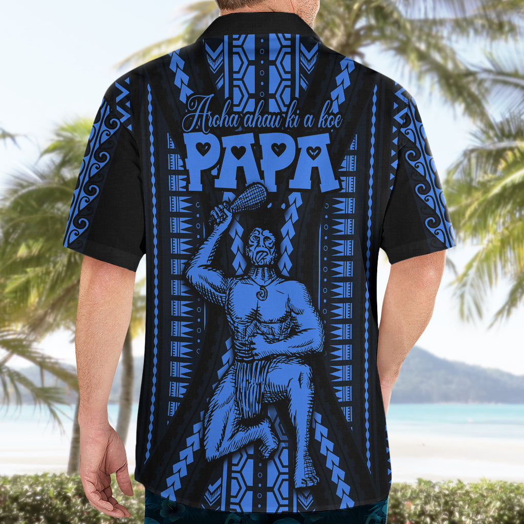 Aotearoa Father's Day Gift For Dad Hawaiian Shirt Aroha Ahau Ki A Koe Papa - Blue Maori Style Pattern LT9 - Polynesian Pride