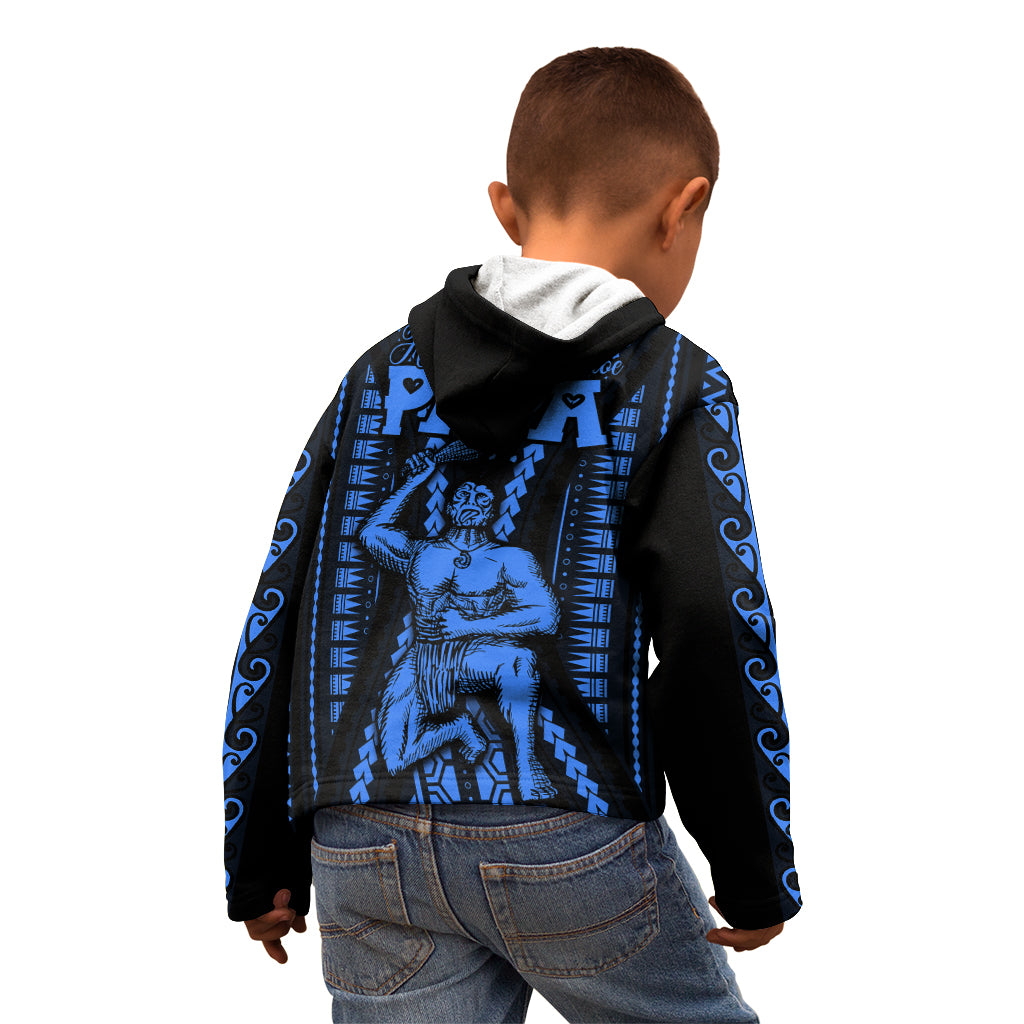 Personalised Aotearoa Father's Day Gift For Dad Kid Hoodie Aroha Ahau Ki A Koe Papa - Blue Maori Style Pattern LT9 - Polynesian Pride