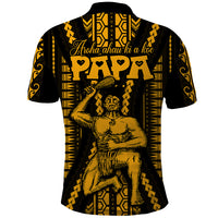 Aotearoa Fathers Day Gift For Dad Polo Shirt Aroha Ahau Ki A Koe Papa Gold Maori Style Pattern LT9 - Polynesian Pride