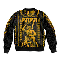Personalised Aotearoa Father's Day Gift For Dad Bomber Jacket Aroha Ahau Ki A Koe Papa - Gold Maori Style Pattern LT9 - Polynesian Pride