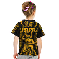 Personalised Aotearoa Father's Day Gift For Dad Kid T Shirt Aroha Ahau Ki A Koe Papa - Gold Maori Style Pattern LT9 - Polynesian Pride