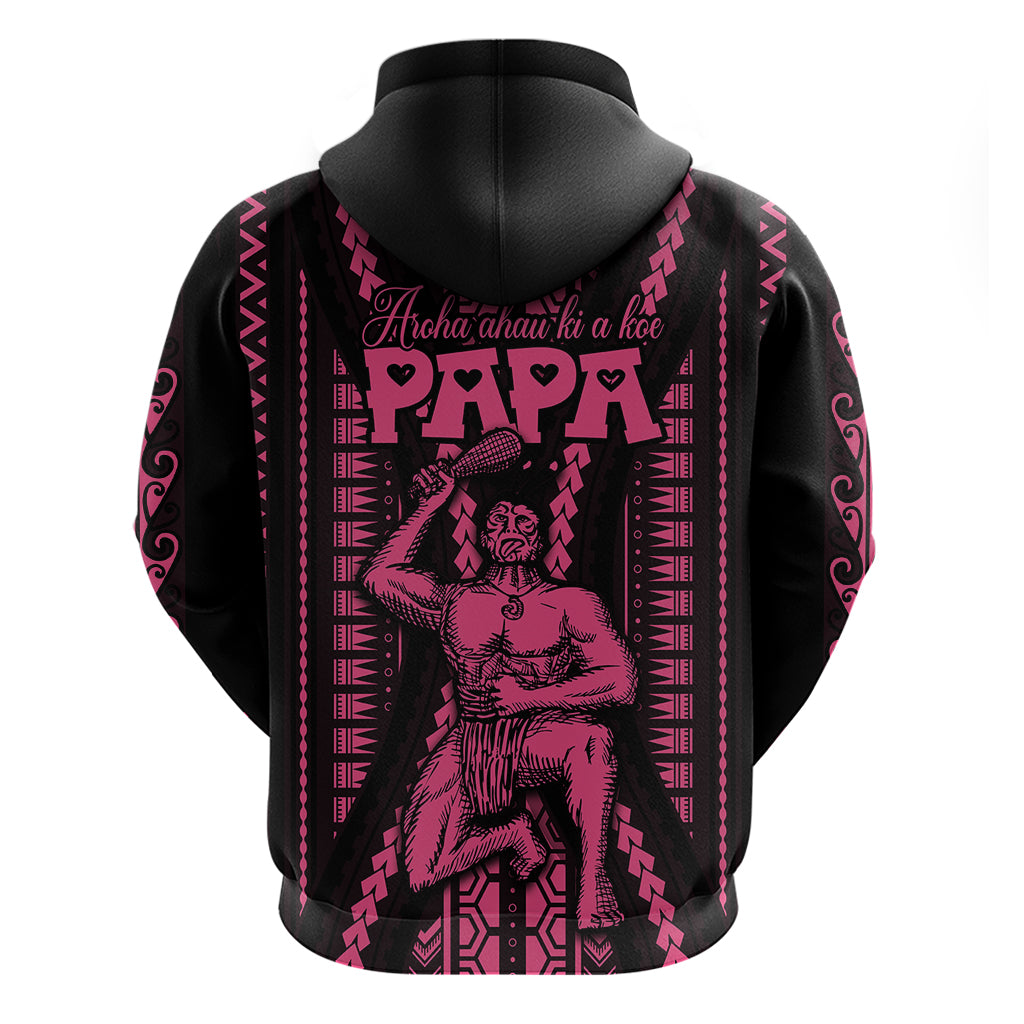 Maori Fathers Day New Zealand Hoodie Aroha Ahau Ki A Koe Papa Pink LT9 - Polynesian Pride