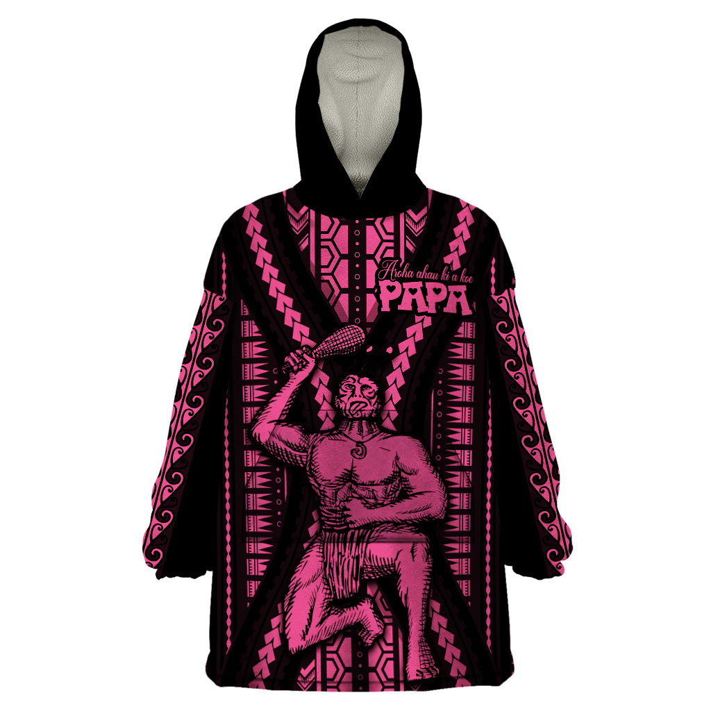 Maori Fathers Day New Zealand Wearable Blanket Hoodie Aroha Ahau Ki A Koe Papa - Pink LT9 One Size Pink - Polynesian Pride