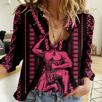 Maori Fathers Day New Zealand Women Casual Shirt Aroha Ahau Ki A Koe Papa - Pink LT9 Female Pink - Polynesian Pride