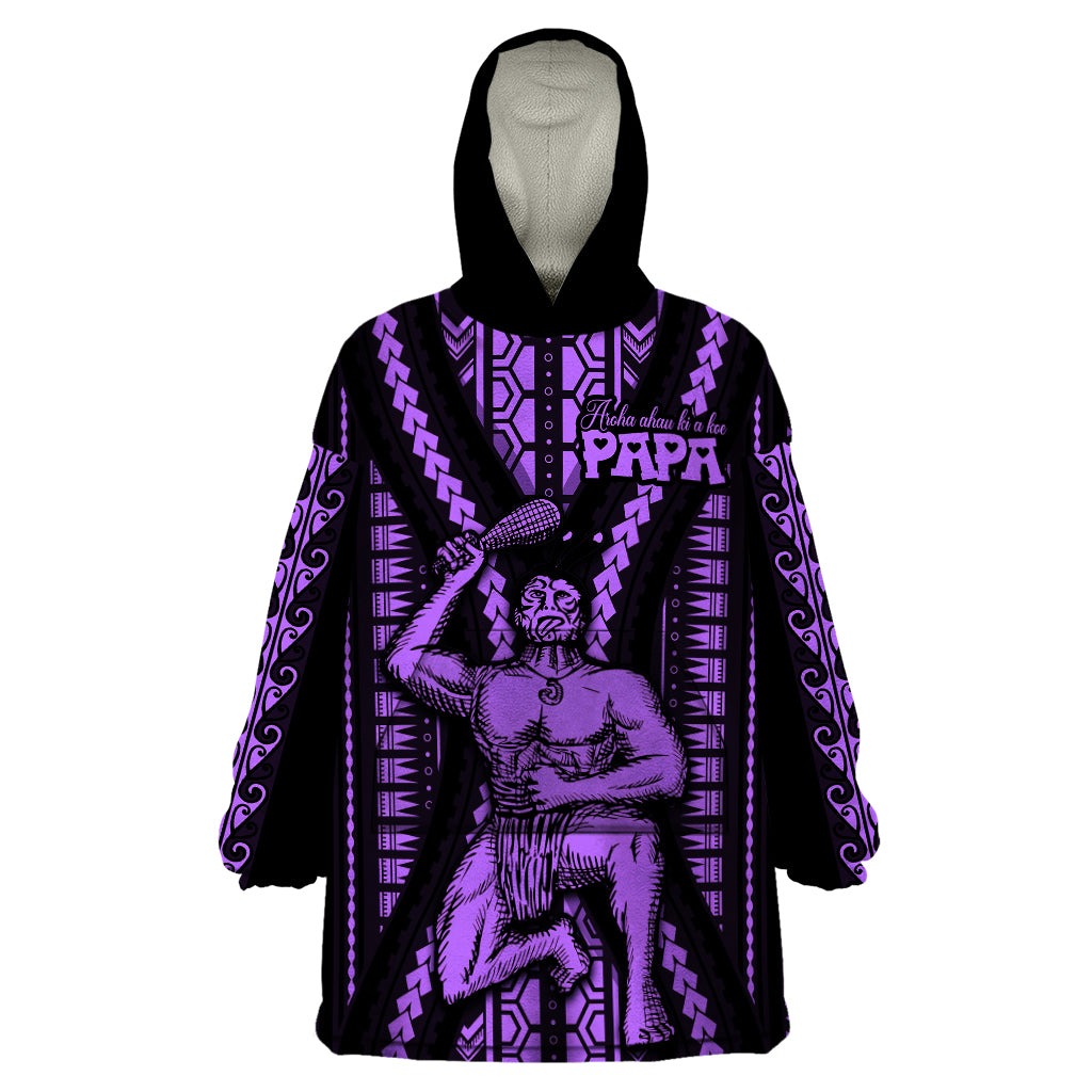 Maori Fathers Day New Zealand Wearable Blanket Hoodie Aroha Ahau Ki A Koe Papa - Purple LT9 One Size Purple - Polynesian Pride