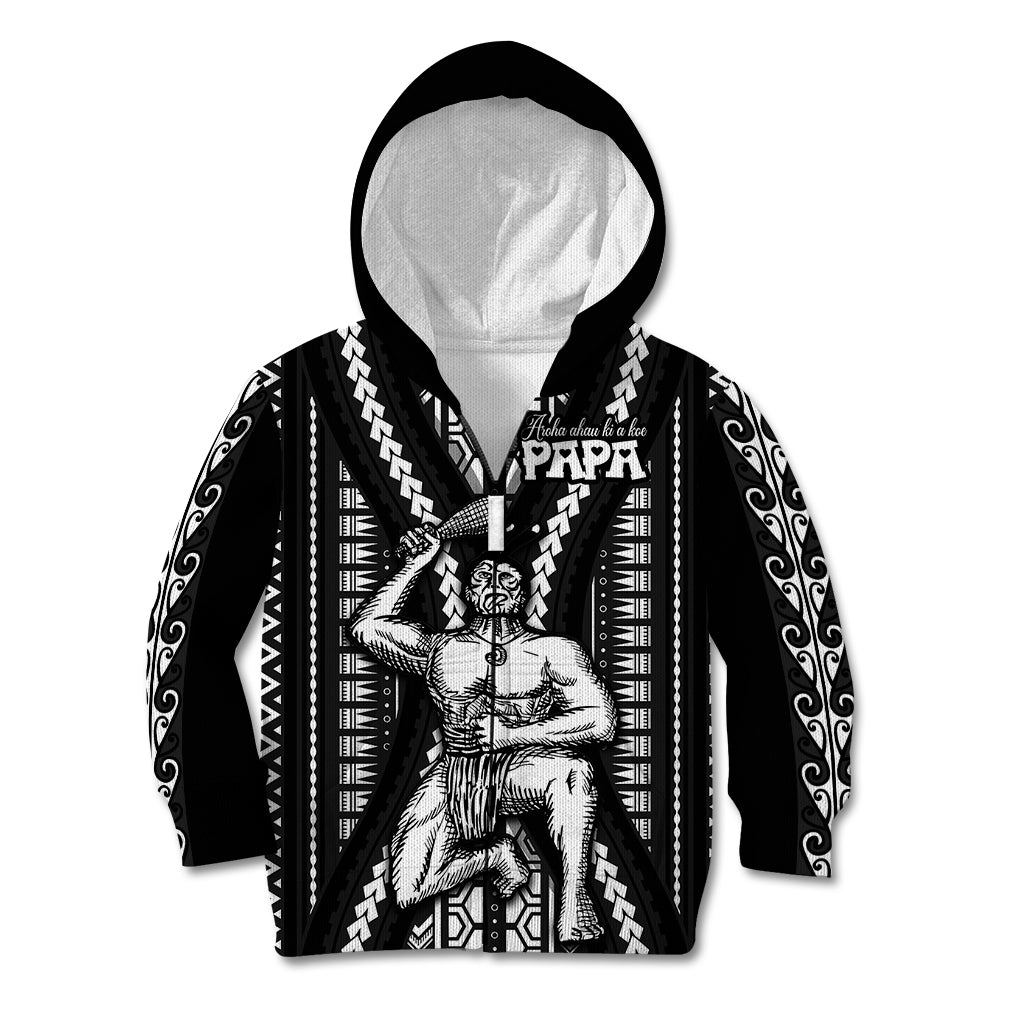 Maori Fathers Day New Zealand Kid Hoodie Aroha Ahau Ki A Koe Papa - Black LT9 Zip Hoodie Black - Polynesian Pride