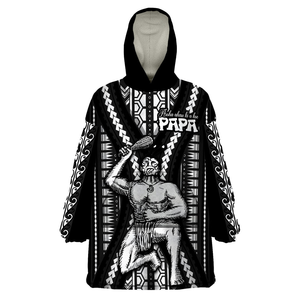 Maori Fathers Day New Zealand Wearable Blanket Hoodie Aroha Ahau Ki A Koe Papa - Black LT9 One Size Black - Polynesian Pride