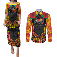 Personalised Papua New Guinea Remembrance Day Couples Matching Puletasi and Long Sleeve Button Shirt