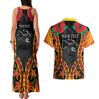 Personalised Papua New Guinea Remembrance Day Couples Matching Tank Maxi Dress and Hawaiian Shirt