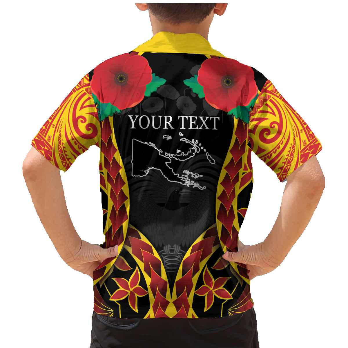 Personalised Papua New Guinea Remembrance Day Family Matching Mermaid Dress and Hawaiian Shirt