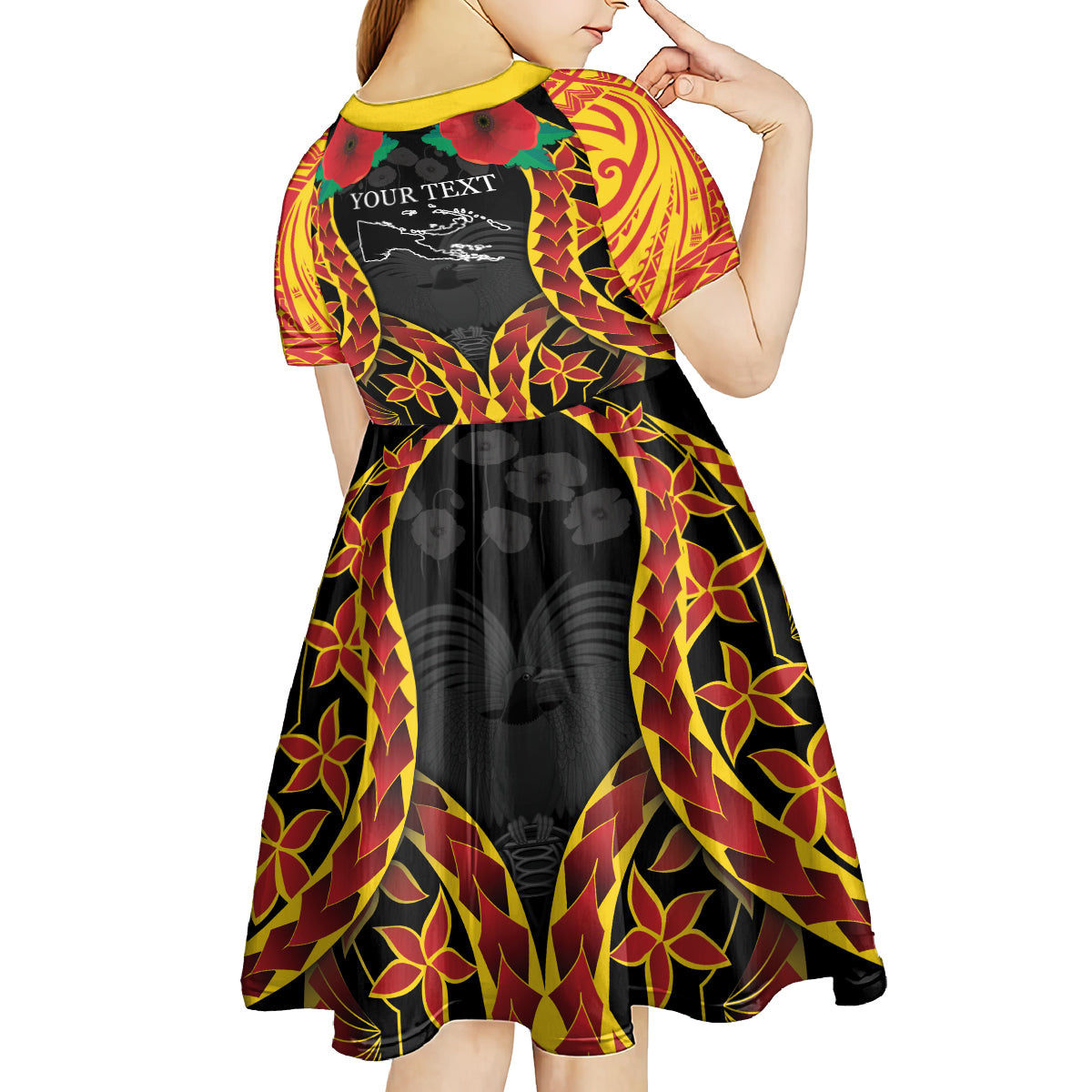 Personalised Papua New Guinea Remembrance Day Kid Short Sleeve Dress