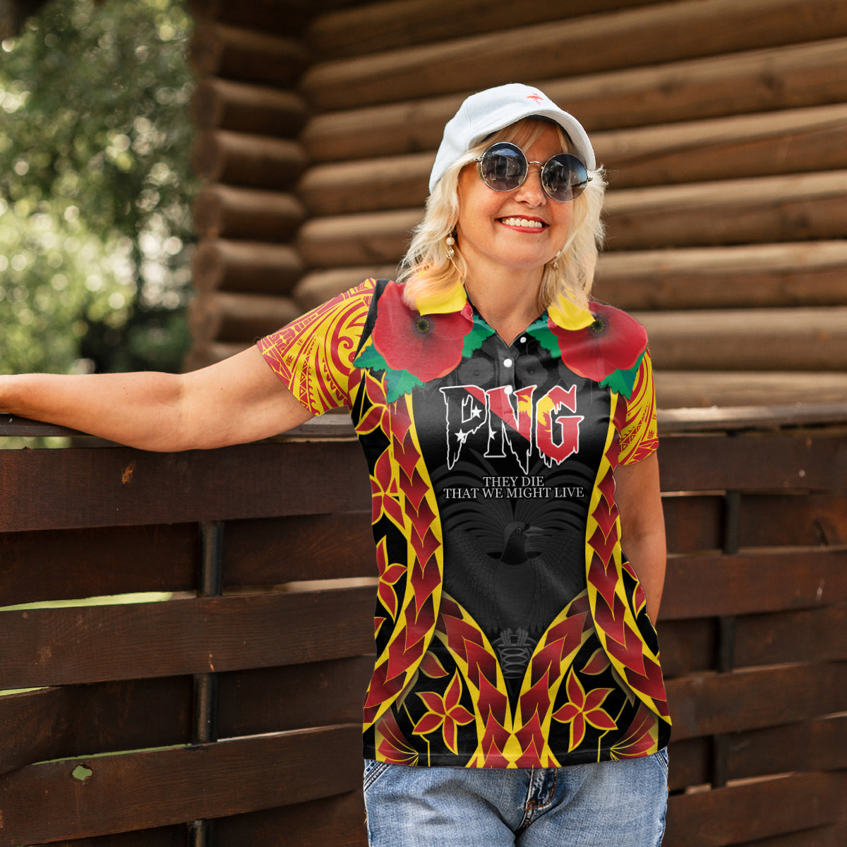 Personalised Papua New Guinea Remembrance Day Women Polo Shirt