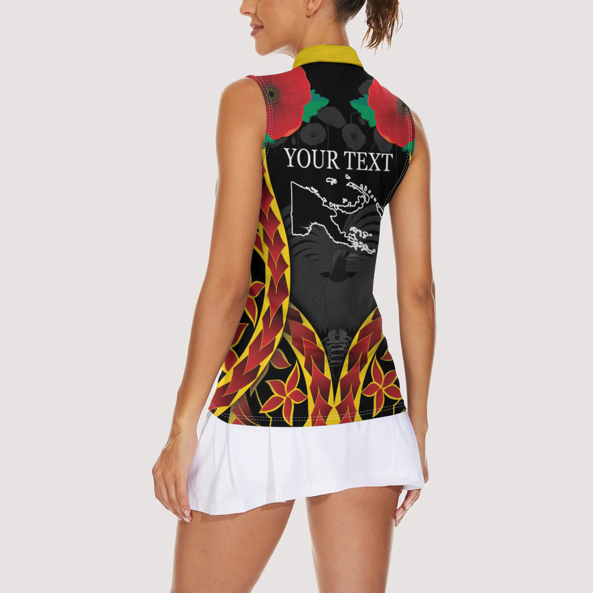 Personalised Papua New Guinea Remembrance Day Women Sleeveless Polo Shirt