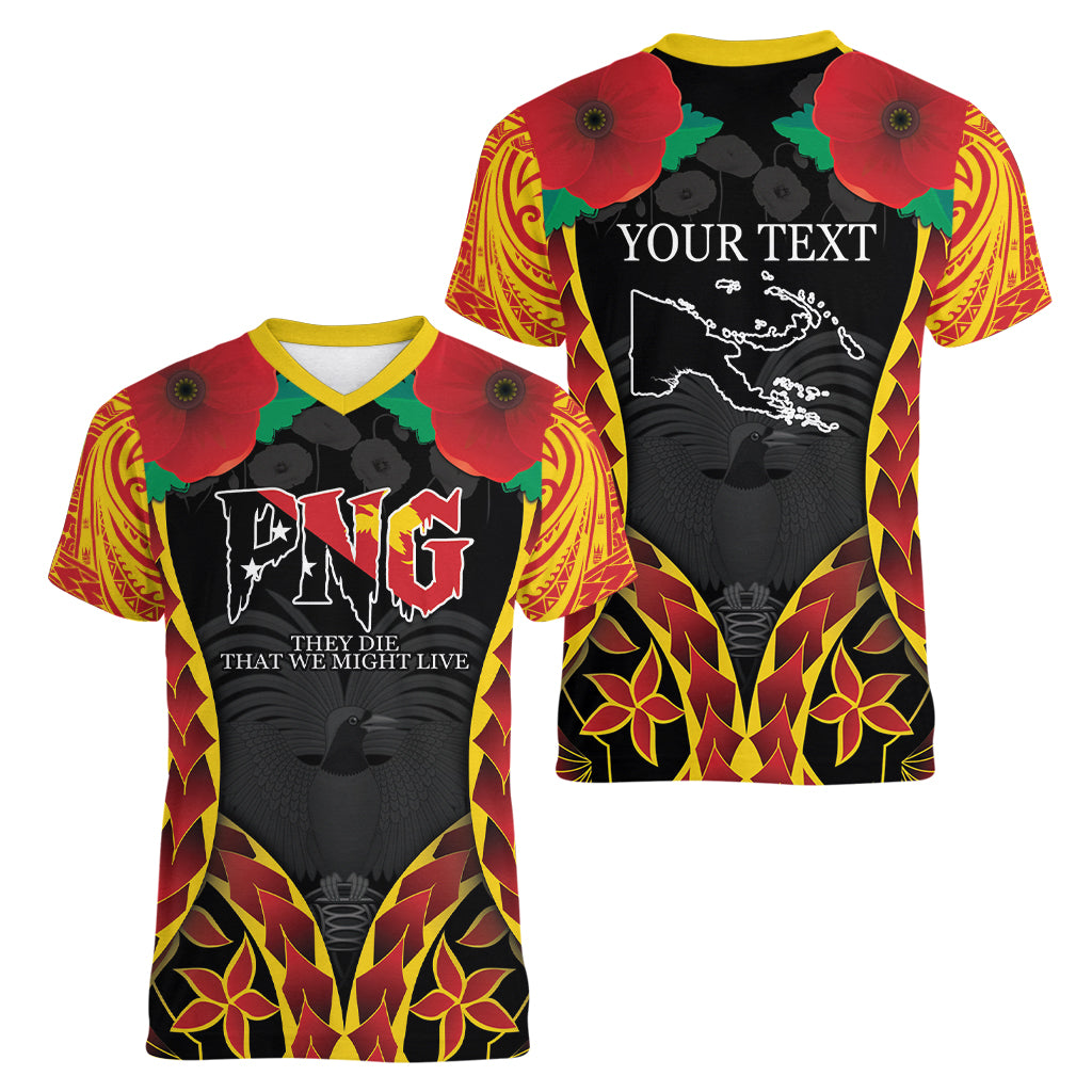 Personalised Papua New Guinea Remembrance Day Women V-Neck T-Shirt