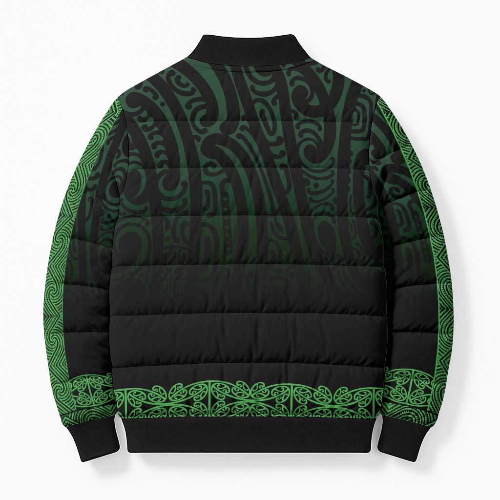 New Zealand Maori Kowhaiwhai Bomber Puffer Jacket Kakariki Maui and Mangopare - Polynesian Pride