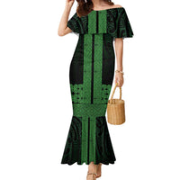 New Zealand Maori Kowhaiwhai Family Matching Mermaid Dress and Hawaiian Shirt Kakariki Maui and Mangopare LT9 Mom's Dress Green - Polynesian Pride