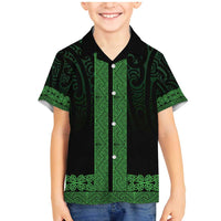 New Zealand Maori Kowhaiwhai Family Matching Mermaid Dress and Hawaiian Shirt Kakariki Maui and Mangopare LT9 Son's Shirt Green - Polynesian Pride