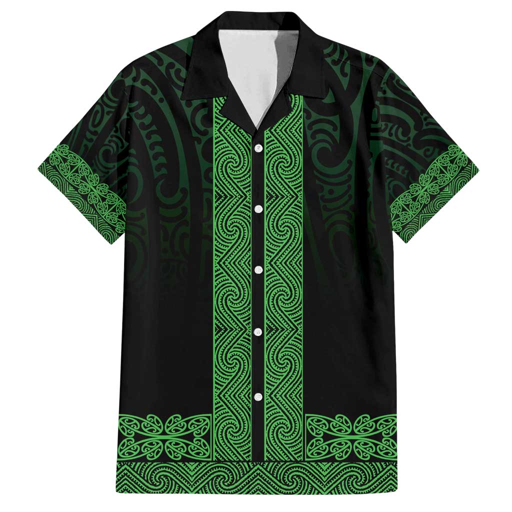 New Zealand Maori Kowhaiwhai Family Matching Off Shoulder Maxi Dress and Hawaiian Shirt Kakariki Maui and Mangopare LT9 Dad's Shirt - Short Sleeve Green - Polynesian Pride