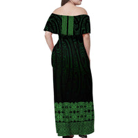 New Zealand Maori Kowhaiwhai Family Matching Off Shoulder Maxi Dress and Hawaiian Shirt Kakariki Maui and Mangopare LT9 - Polynesian Pride