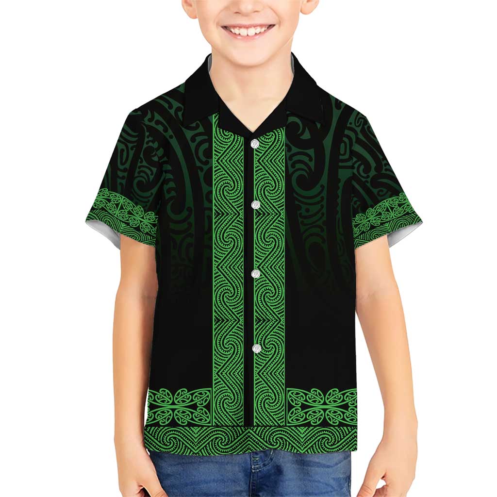 New Zealand Maori Kowhaiwhai Kid Hawaiian Shirt Kakariki Maui and Mangopare LT9 Kid Green - Polynesian Pride