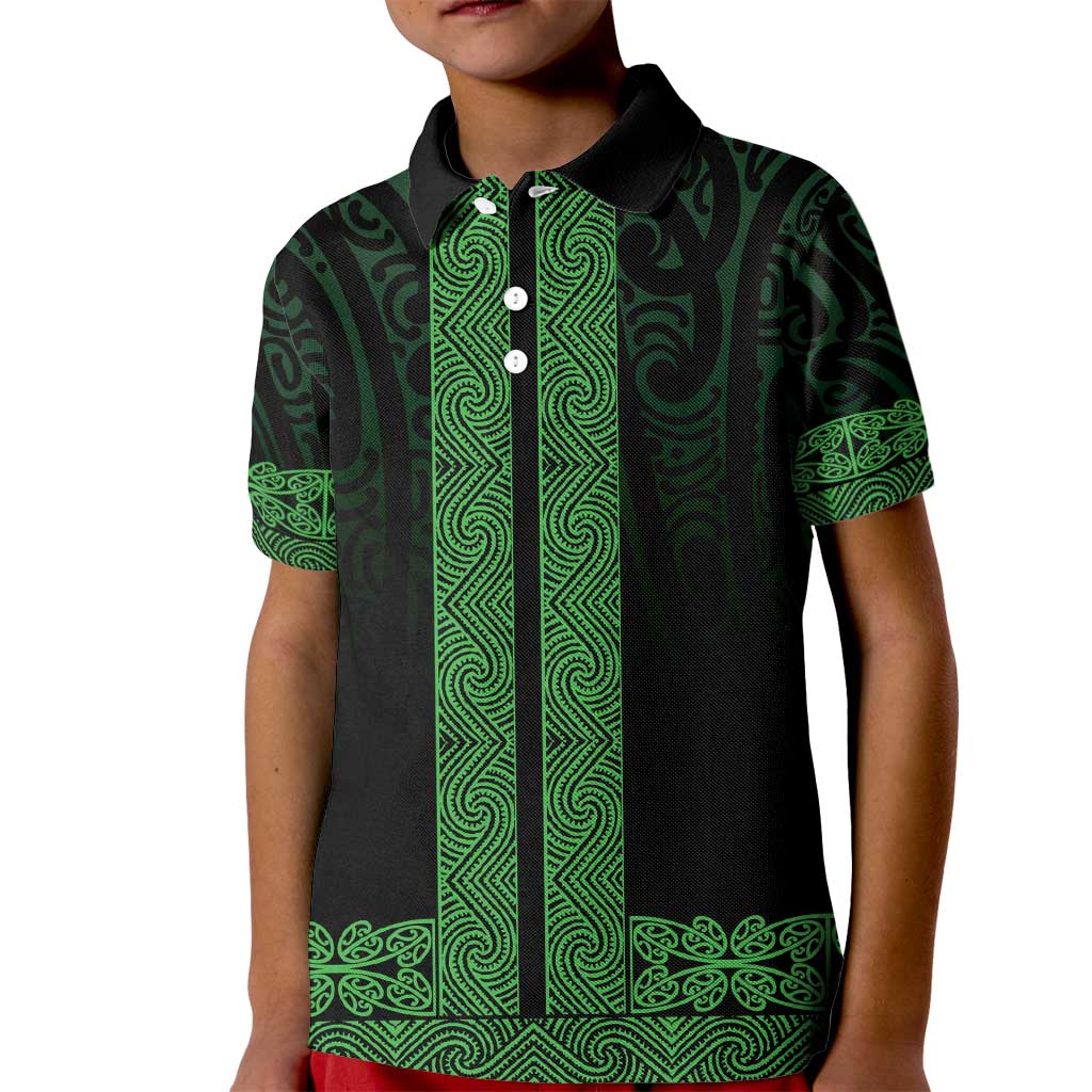 New Zealand Maori Kowhaiwhai Kid Polo Shirt Kakariki Maui and Mangopare LT9 Kid Green - Polynesian Pride