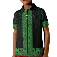 New Zealand Maori Kowhaiwhai Kid Polo Shirt Kakariki Maui and Mangopare LT9 Kid Green - Polynesian Pride